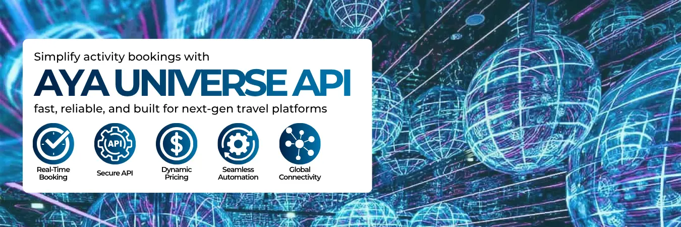 Instant access to live Dubai attraction tickets through secure API connectivity. Aya Universe API Integration