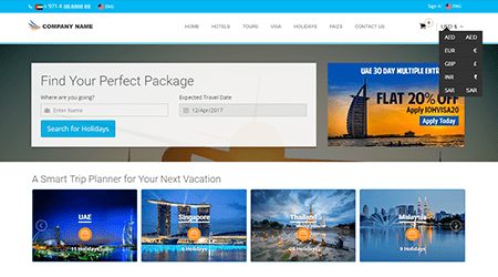 multi currency and language module for travel agency