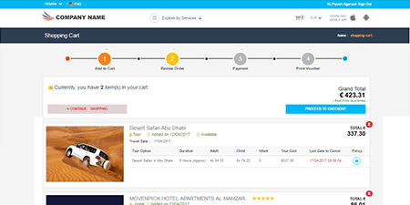 wish-list & shopping cart feature in travel agency software